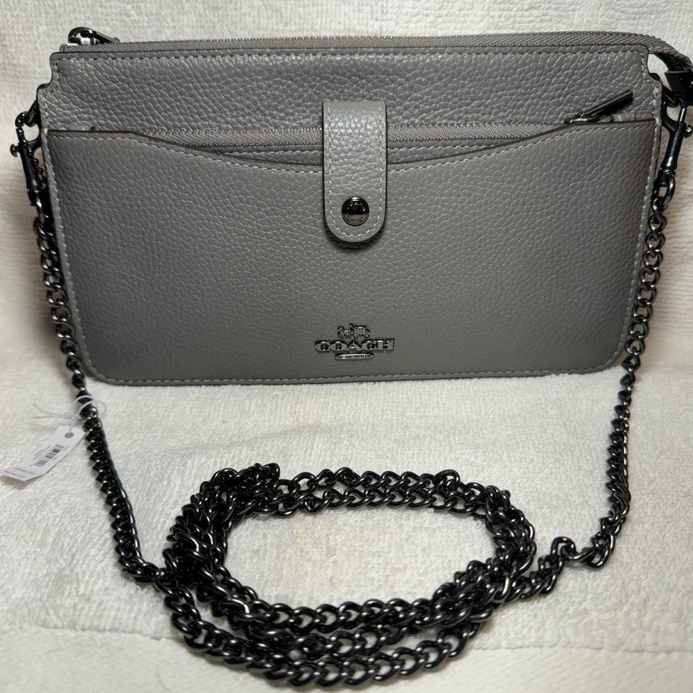 nwot Coach Gray Leather Crossbody Bag